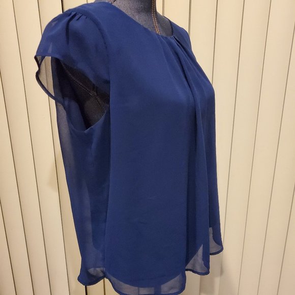 Twine & String Blue Cap Sleeve Business Casual Top Juniors Women's X-Large - Picture 3 of 8